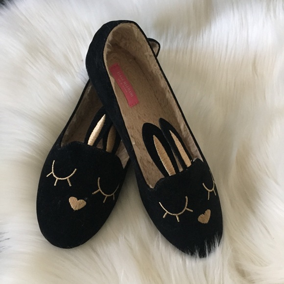 Isaac Mizrahi Shoes - Isaac Mizrahi Black Gold Sleeping Bunny Flats